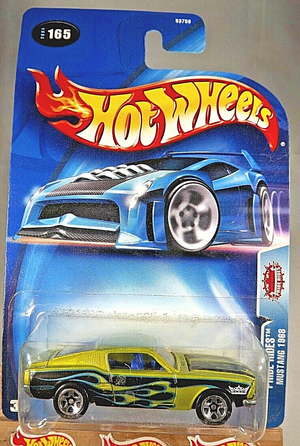 2004 Hot Wheels #165 Pride Rides MUSTANG 1968 Green w/Chrome 5 Spoke Wheels