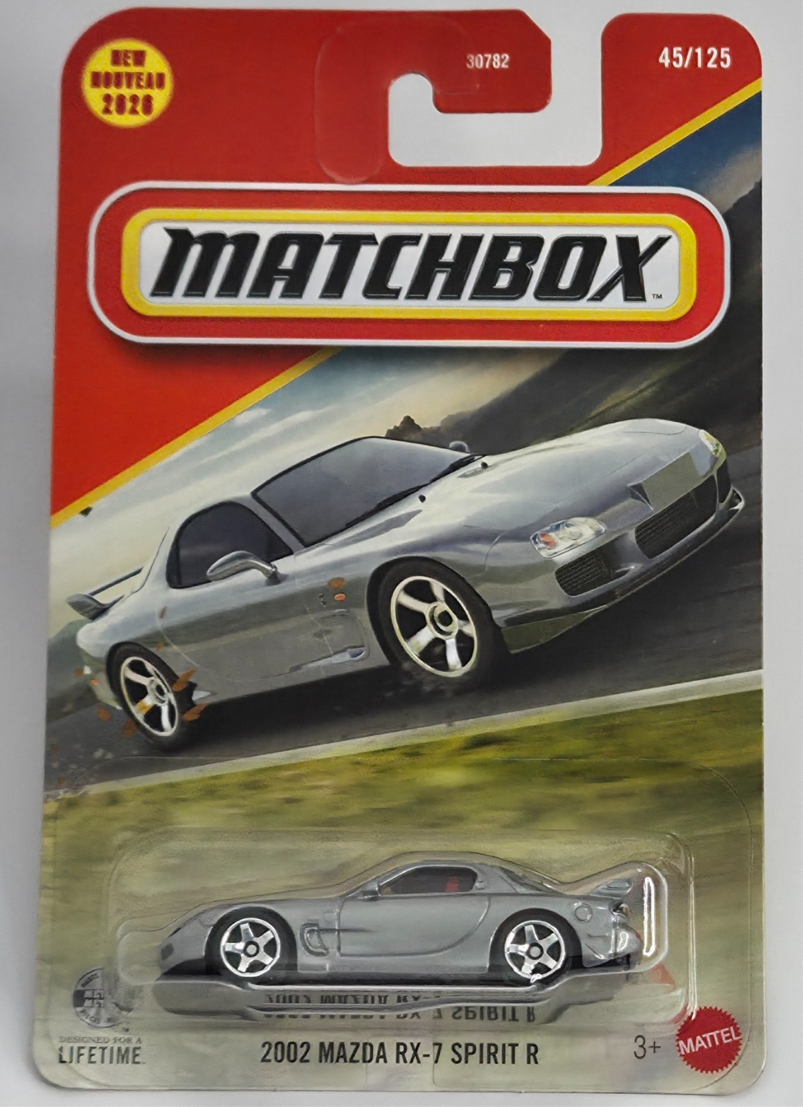 2002 Mazda RX-7 Spirit R 45/125 Matchbox 2026 JHM04 MBX Roadtrip gray
