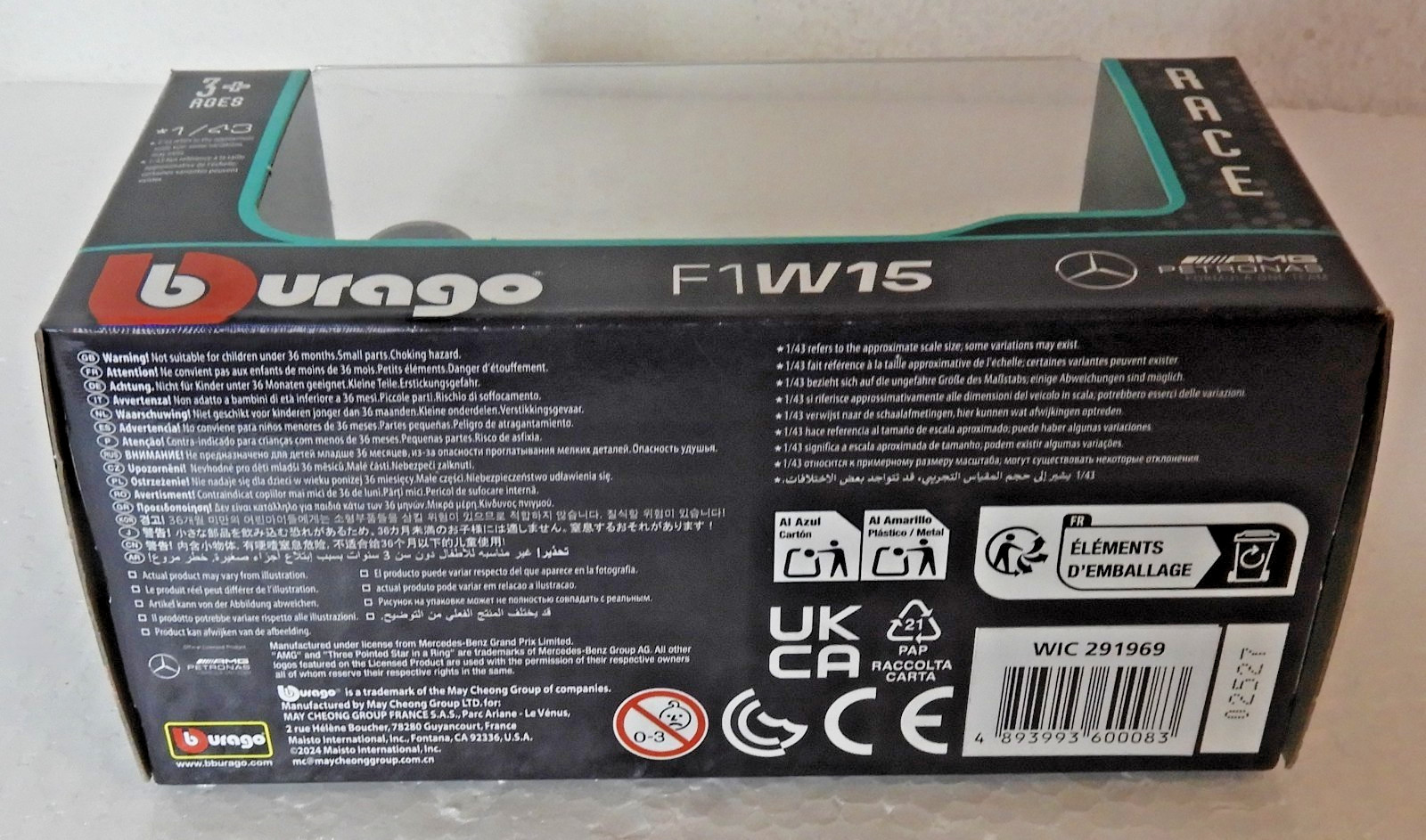 2024 #44 Lewis Hamilton Petronas Mercedes F1W15 1/43 Bburago Formula1 F1 Diecast