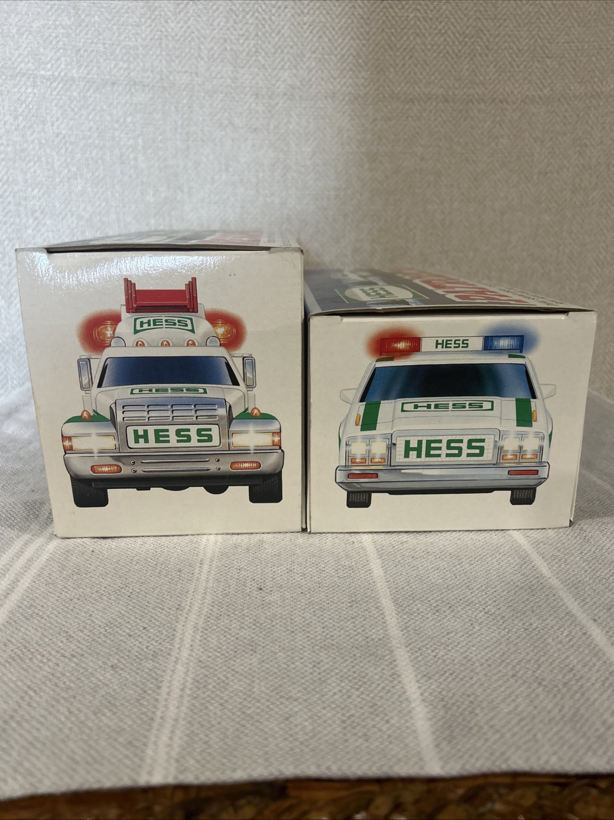 1993 HESS POLICE PATROL CAR & 1994 HESS RESCUE TRUCK VINTAGE NIB LOT