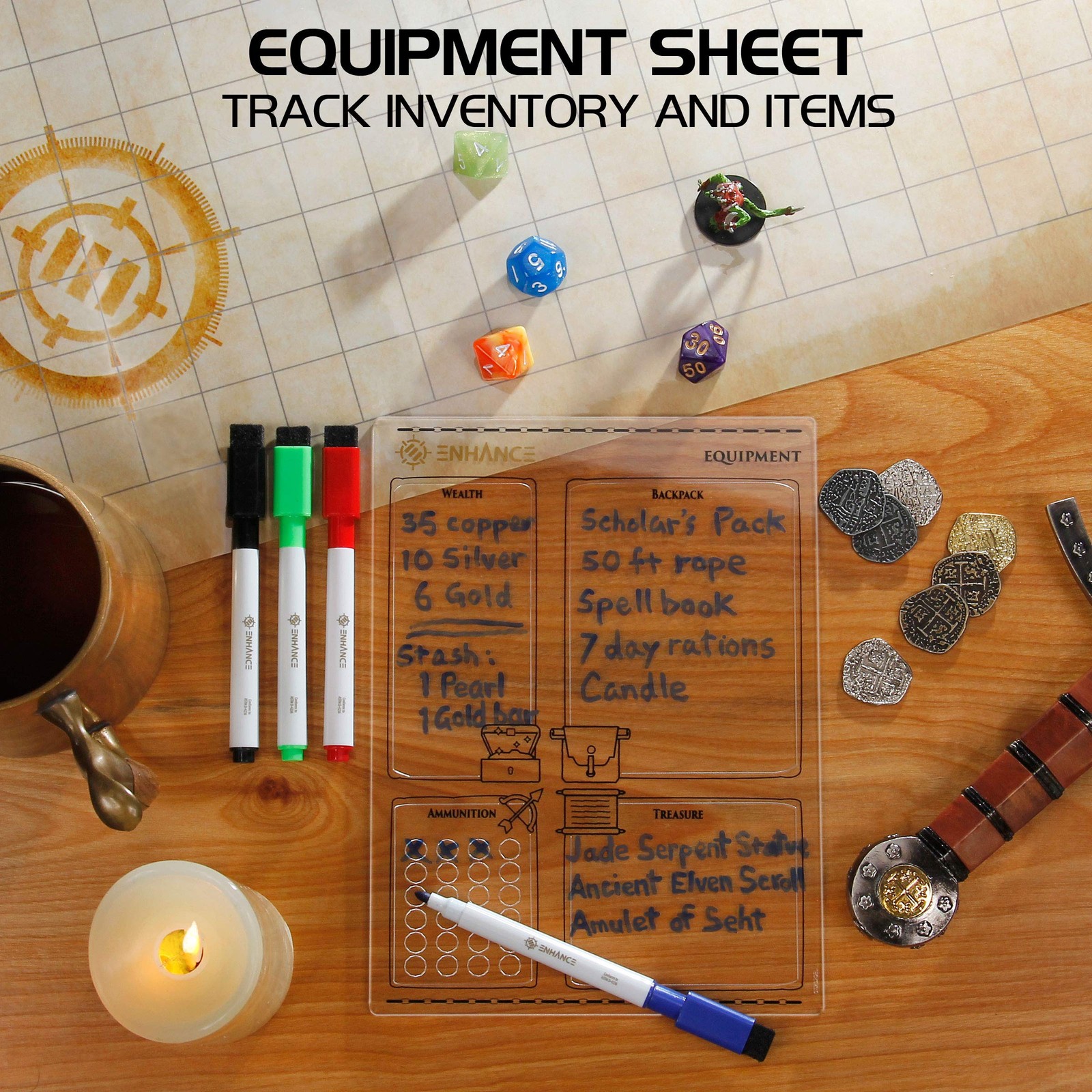Tabletop Acrylic Character Sheet Set – Reusable 5e Dungeons and Dragons Chara…