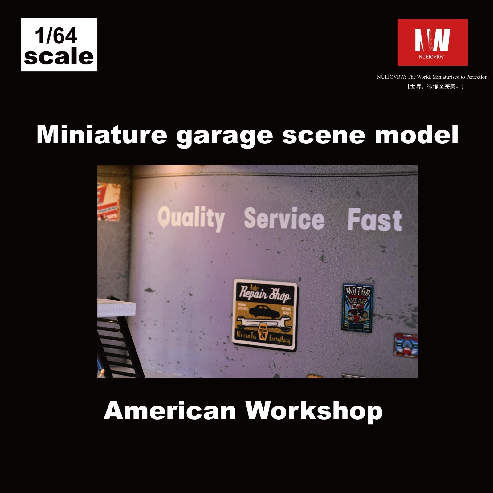 Diorama 1/64 Diecast Car Garage Model LED Lighting Parking Lot Display Case US