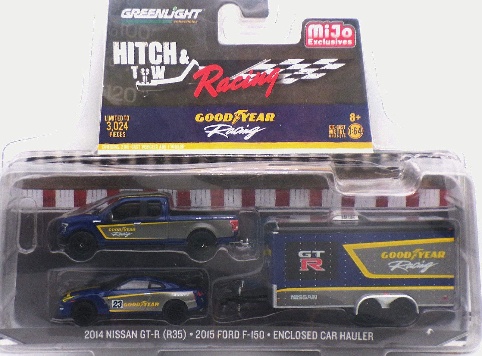 2014 Nissan GT-R (R35)-2015 Ford F-150-Enclosed Car Hauler…Greenlight…..1:64