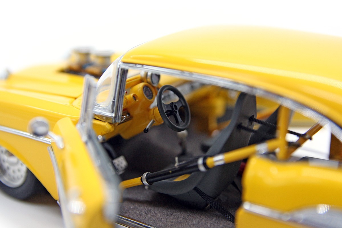 1957 Chevrolet Bel Air Pro Street Hardtop (1:24) Yellow Diecast (LOOSE), by DM