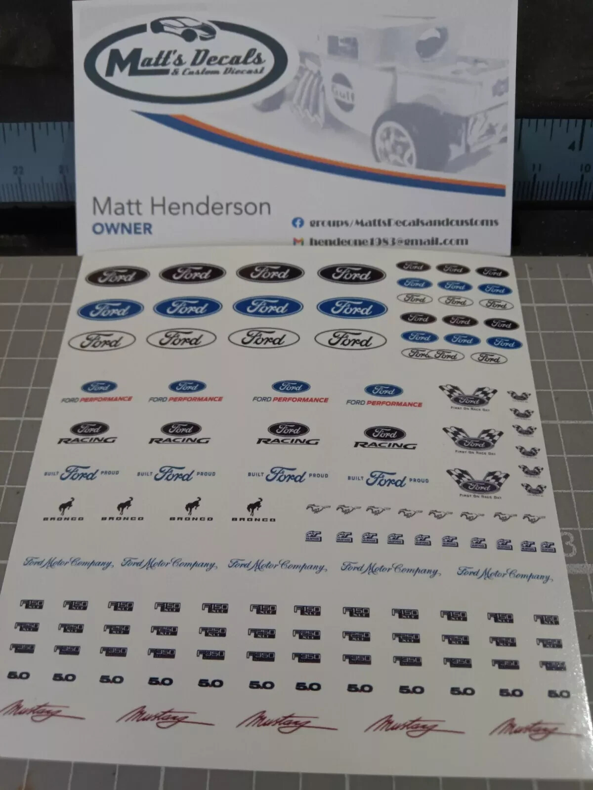 1/64 for hot wheels waterslide decals Ford Racing Mustang MADE IN THE USA!