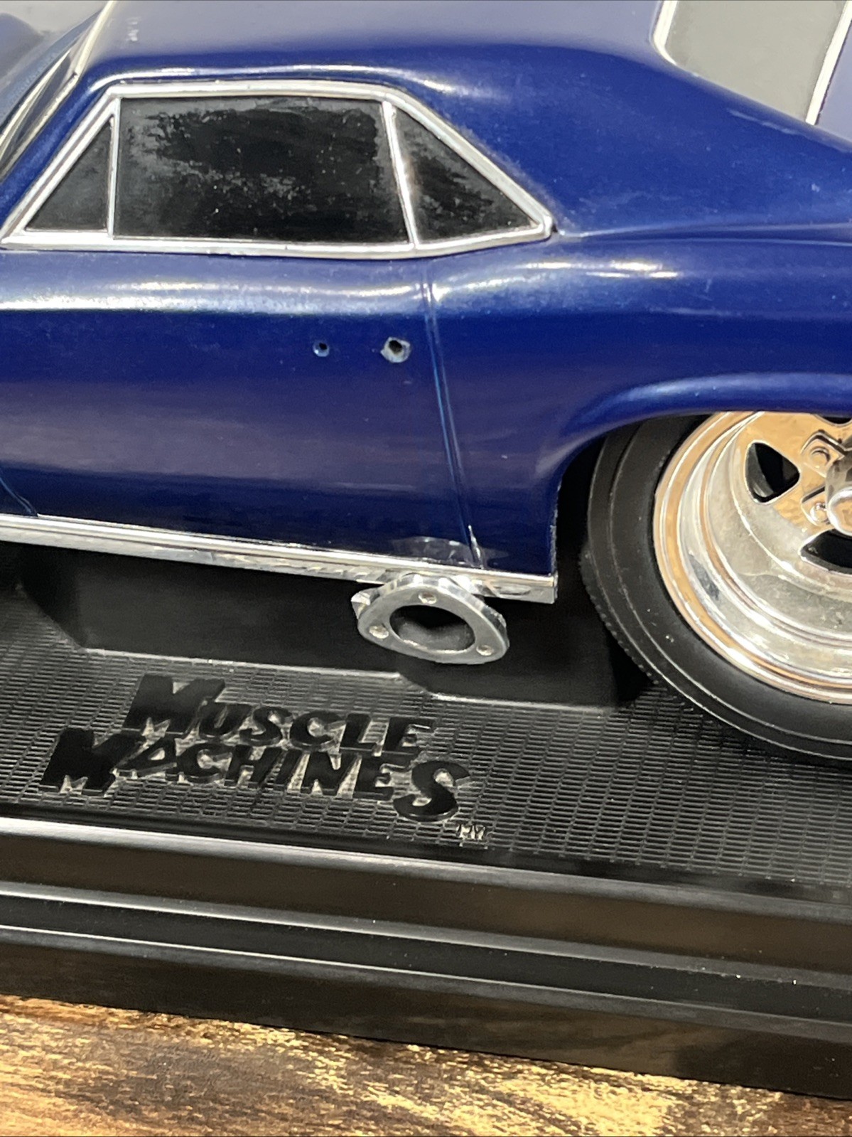 Rare Muscle Machines Dark Blue 1966 GTO Real 1:18 Scale With Stand
