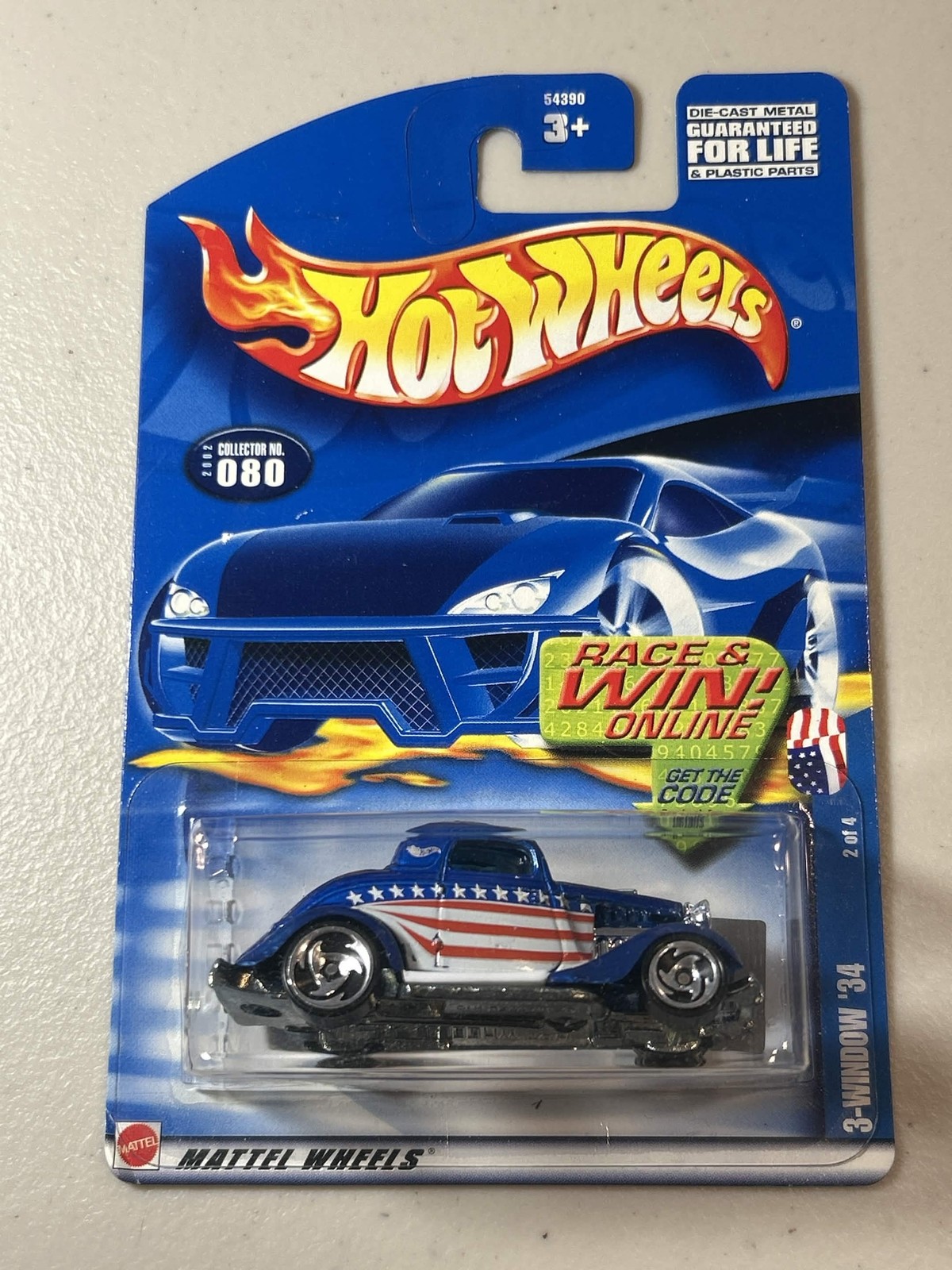 Hot Wheels 3-Window ’34 #080 2001 Blue White