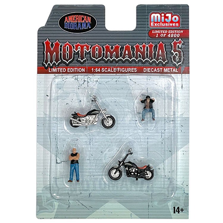 American Diorama 1:64 Diecast Metal Motomania 5 New Chopper Figure Set