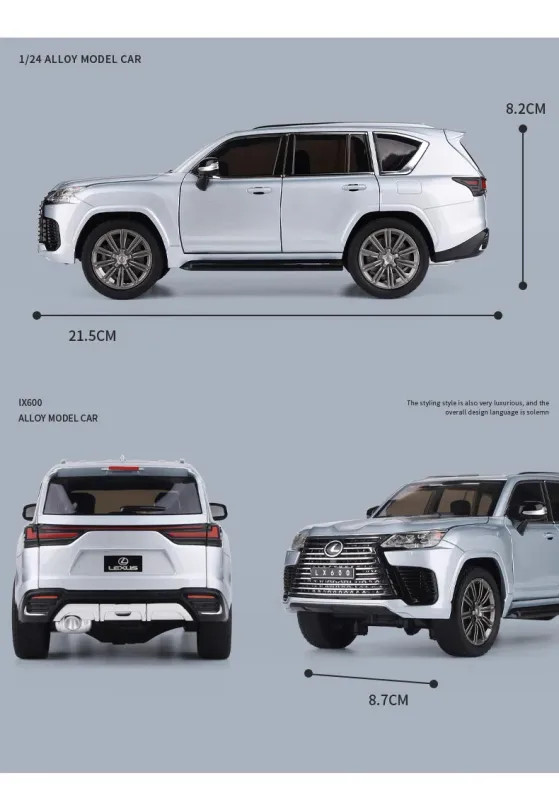 1:24 Lexus LX600 SUV Alloy Diecast Car Model Sound Light Kid’s Toy Collectibles