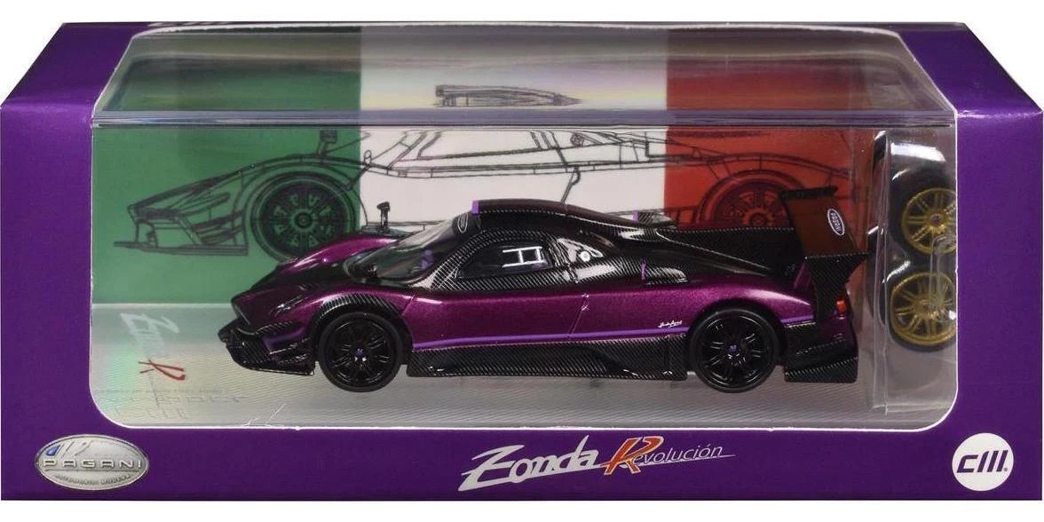 CM64-REVOLUTION-05 Pagani Zonda Purple Metallic/Carbon Extra Wheels 1/64