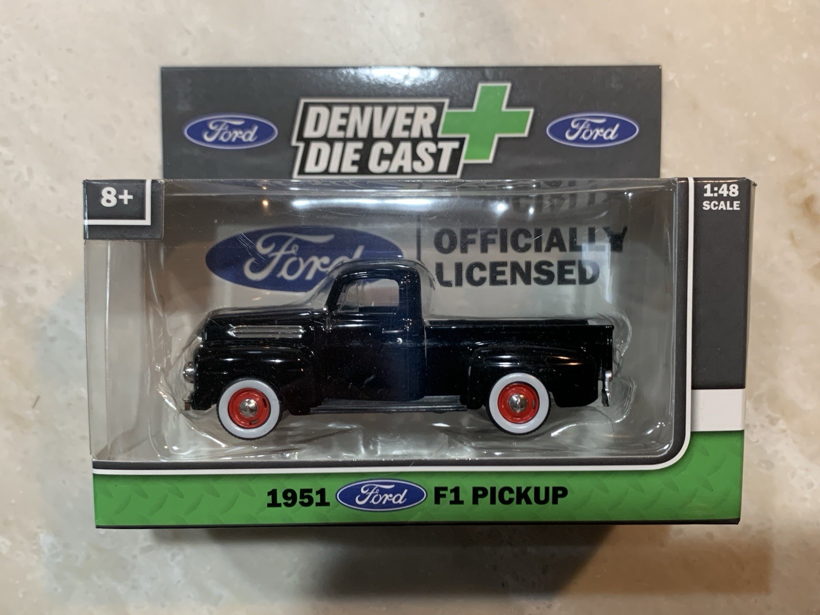 1951 FORD F-1 PICKUP BLACK W/ RED RIMS DIE CAST 1:48 O Scale Truck Car Vehicle