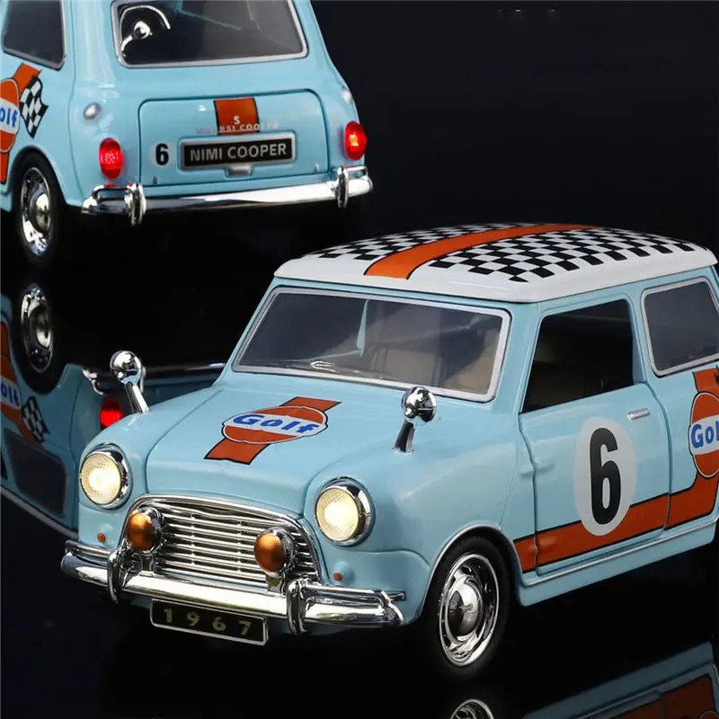 1:32 Morris Mini Cooper S Alloy Classic Sports Car Model Diecast Metal Track Rac