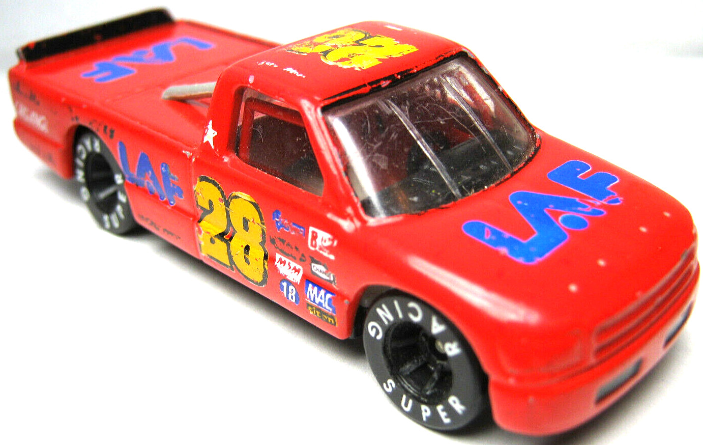 MADE IN CHINA – LAF #28 RACING PARTS 1:64 RED DIECAST 3″ PICKUP TRUCK – NICE