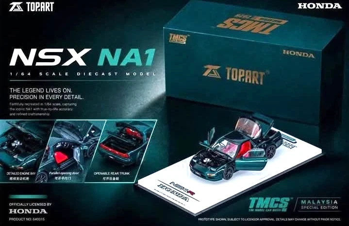 TopArt Honda NSX NA1 R 1:64 Diecast TMCS Malaysia Special Ed. Open Hood/Doors