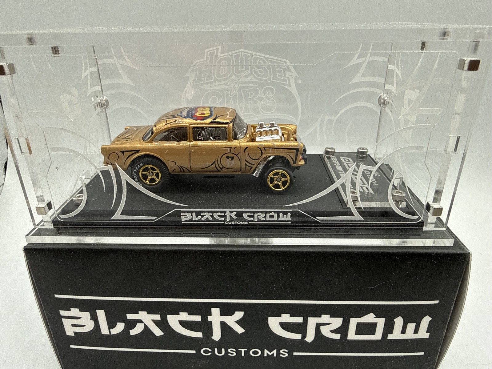 2024 BLACK CROW CUSTOMS Hot Wheels 55 CHEVY BEL AIR GASSER 39/50 House Of Cars