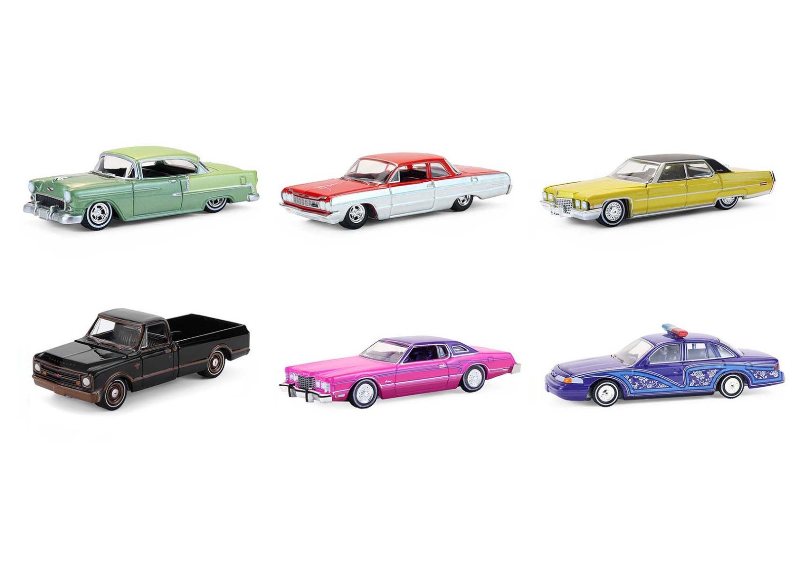 CALIFORNIA LOWRIDERS SERIES 7 SET OF 6 PCS 1/64 DIECAST BY GREENLIGHT 63080