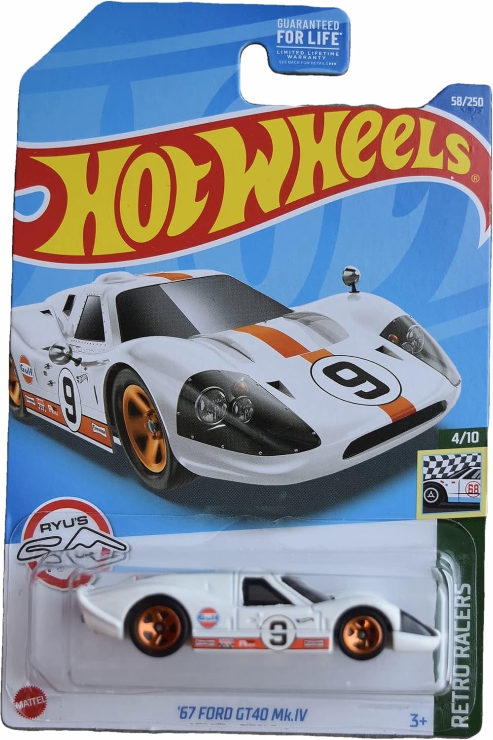 2022 Hot Wheels ’67 FORD GT40 MK. IV 58/250 RETRO RACERS 4/10 J Case White Gulf