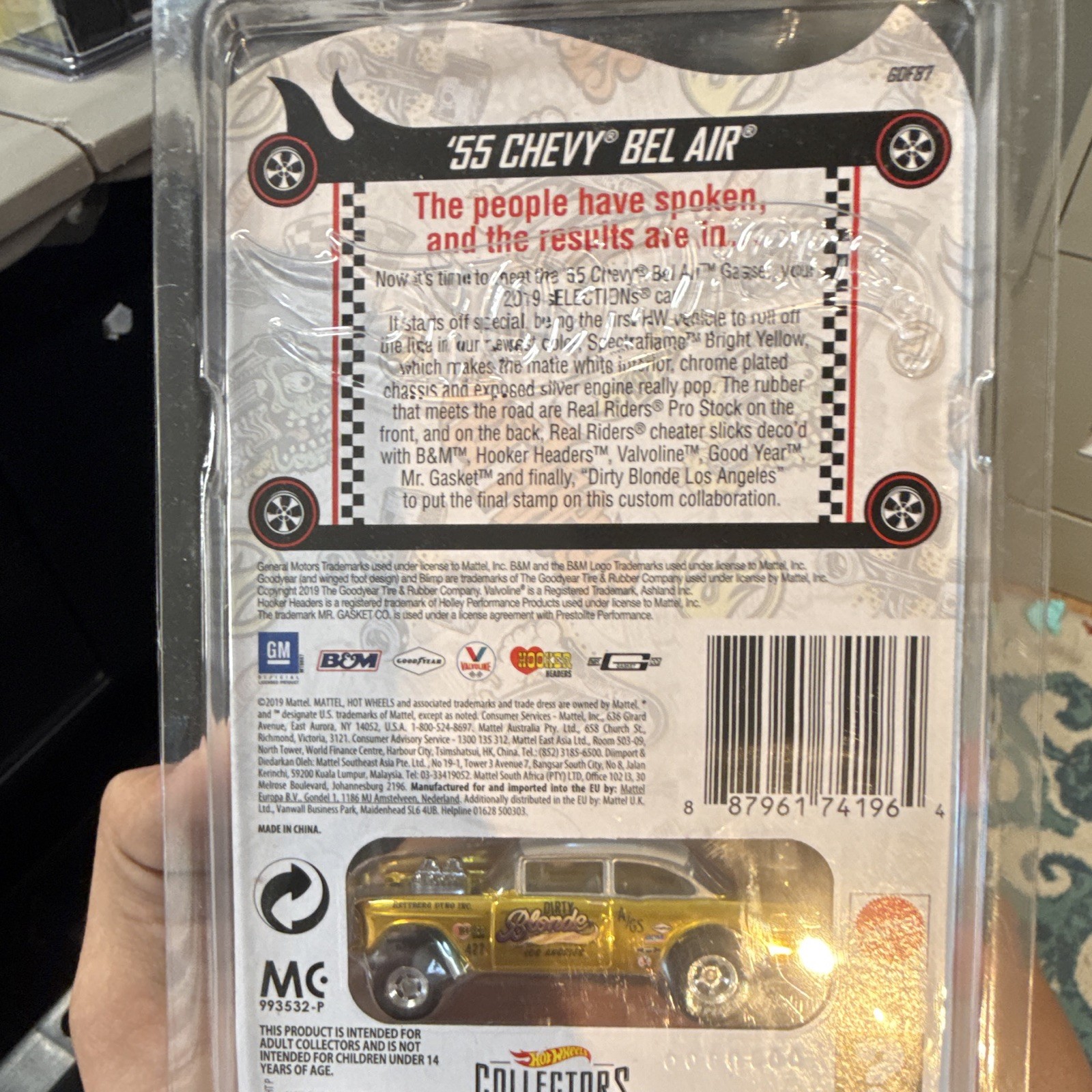 Hot Wheels Selections Series 2019 ’55 Chevy Bel Air Gasser 1:64 Diecast Gold