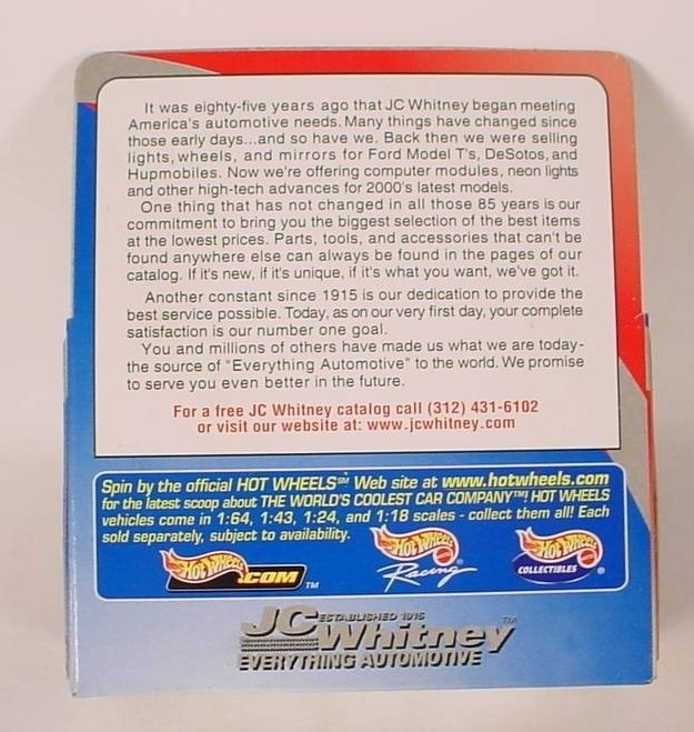 Hot Wheels JC Whitney Blue C3500 Extended Cab Pickup w/ Real Riders MIMB