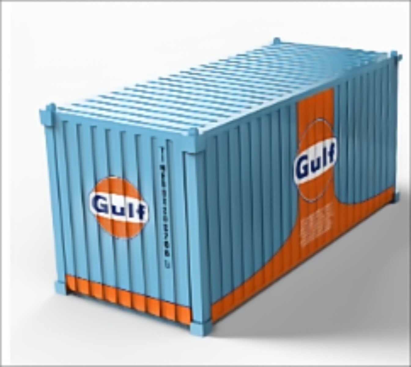1:64 Alloy Gulf Painted 20′ Container Box Model Miniature Scene Barn Door Open