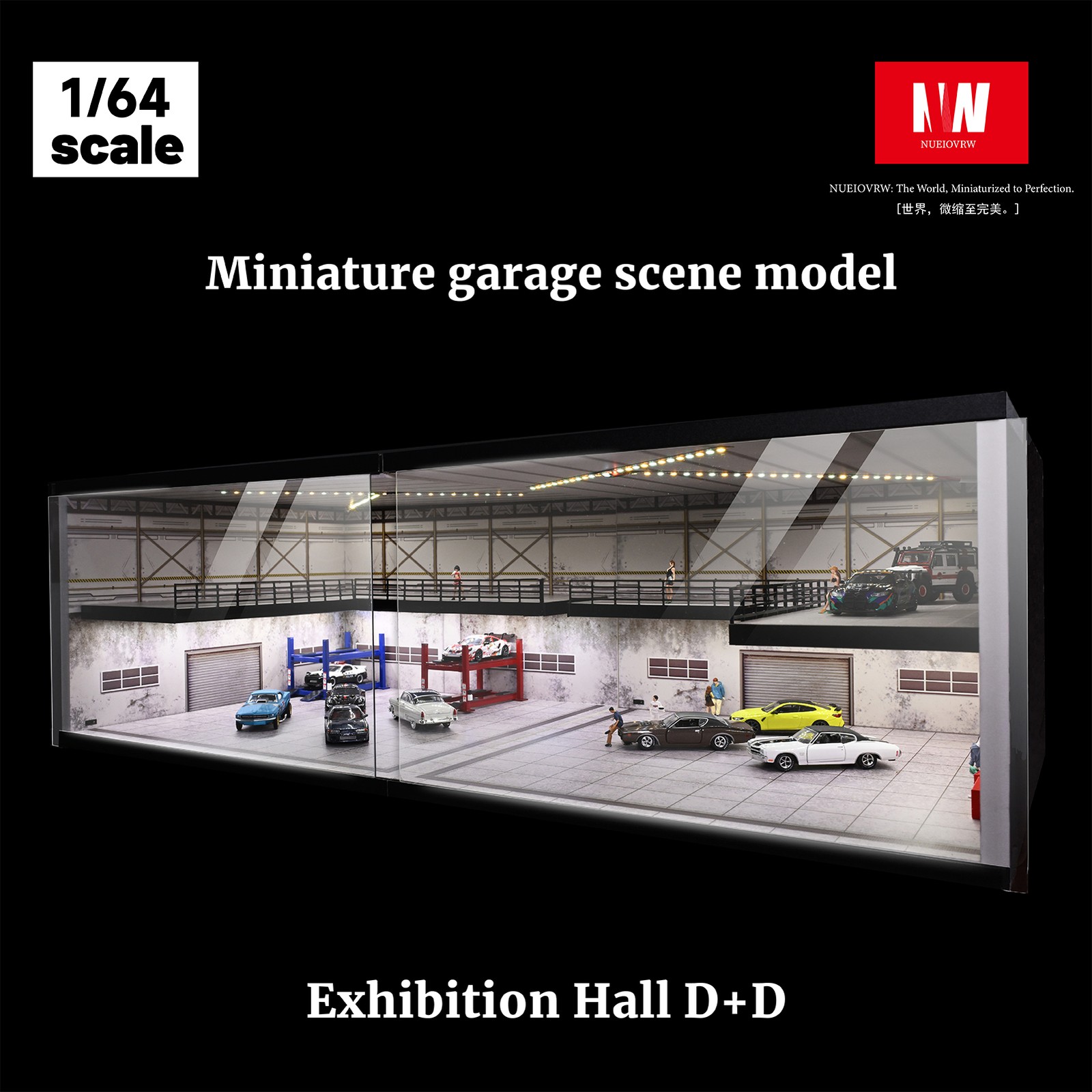 Diorama 1/64 Big Garage Model LED Lighting Parking Lot Scene Display Case Toy US