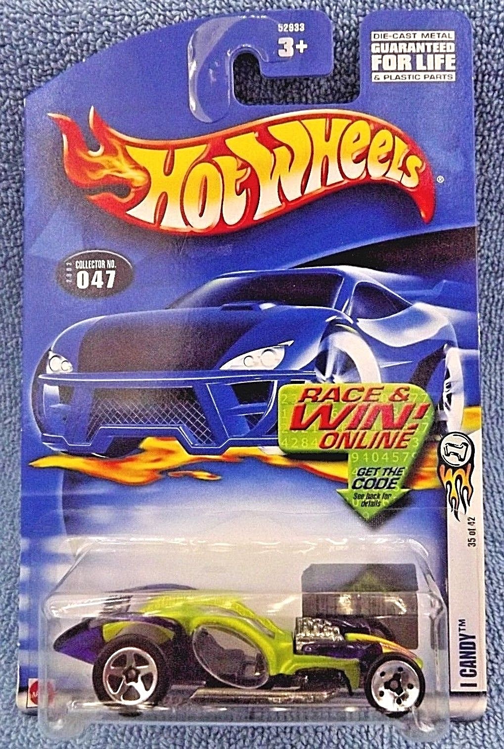 2002 Hot Wheels #47 1st Edition I CANDY Lime w/5 Sp Wheels Clear Window Variant