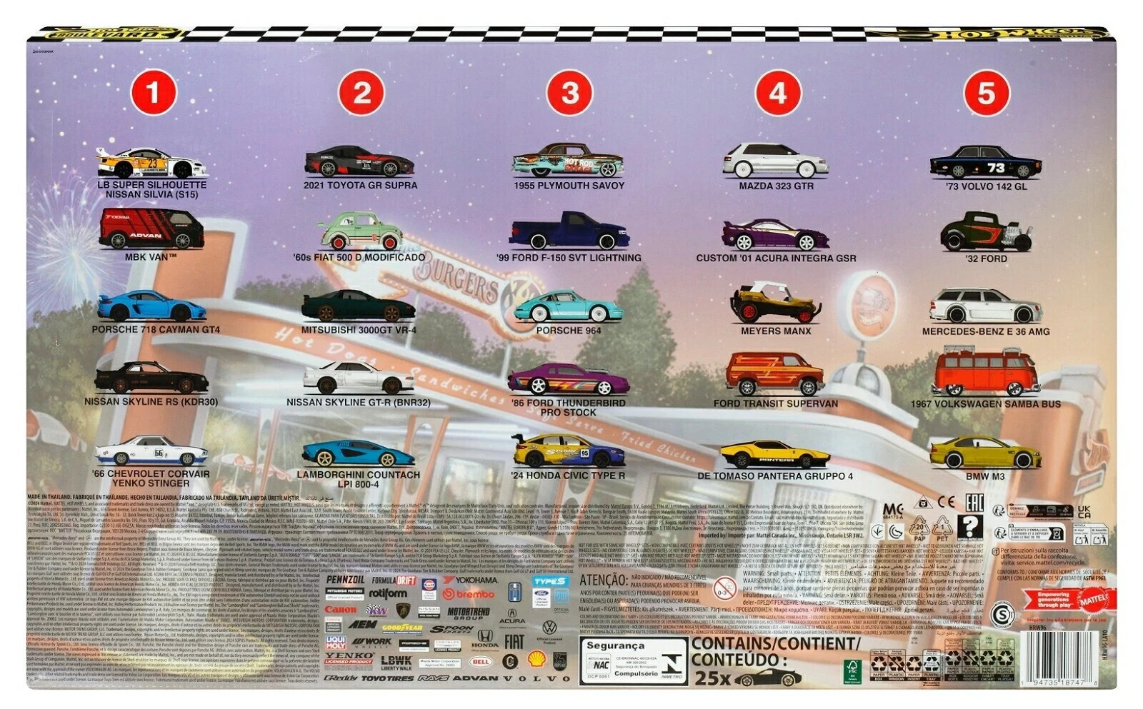 Hot Wheels Boulevard 25-Car Factory Set, Premium Die-Cast 1:64 Scale Sports Cars
