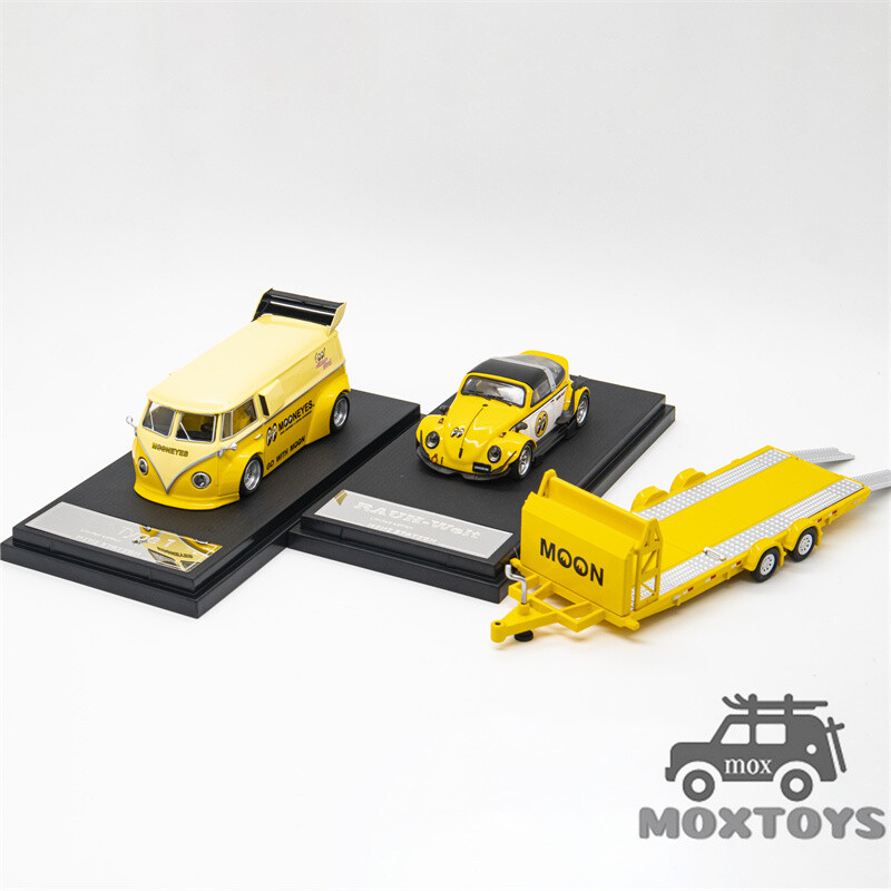 Mini Station 1:64 RWB-Targa Beetle T1 Van Trailer Set Mooneyes Model Car