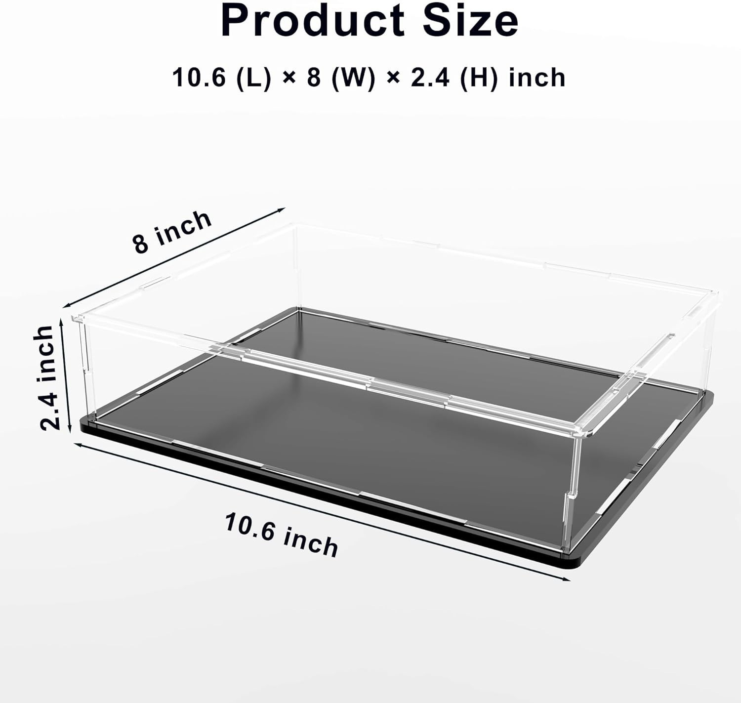 HOPEME Clear Display Case for Book, 10.6×8×2.4 inch, Black Base and Box