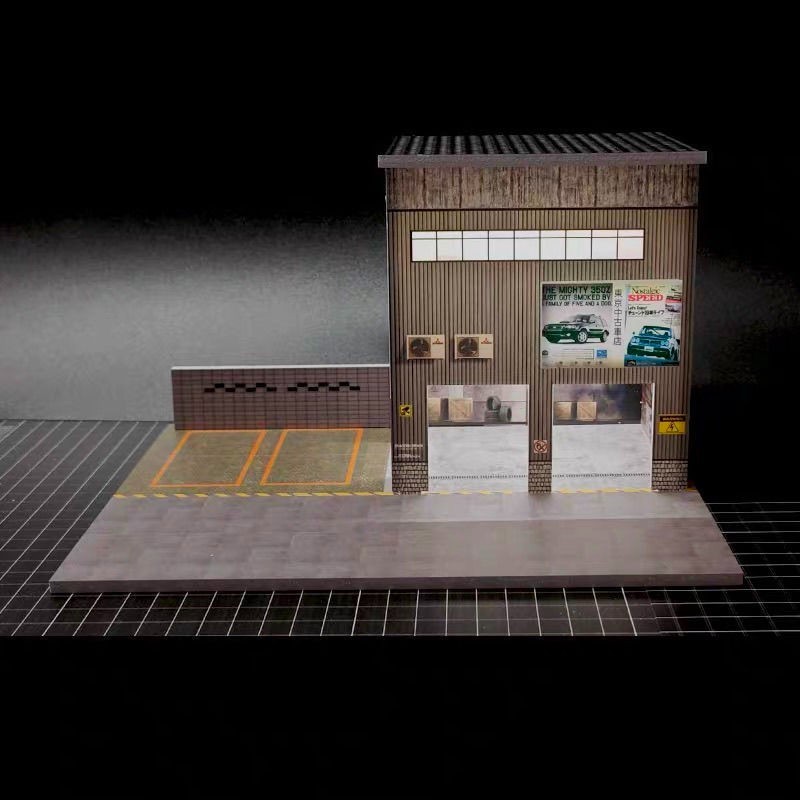 Diorama 1/64 Die-Cast Car Garage Model LED Car Display Collection Scene Gifts US