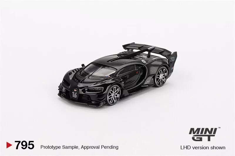 MINI GT BUGATTI VISION GRAN TURISMO 1:64 DIECAST MODEL CAR BLACK MGT00795-P12