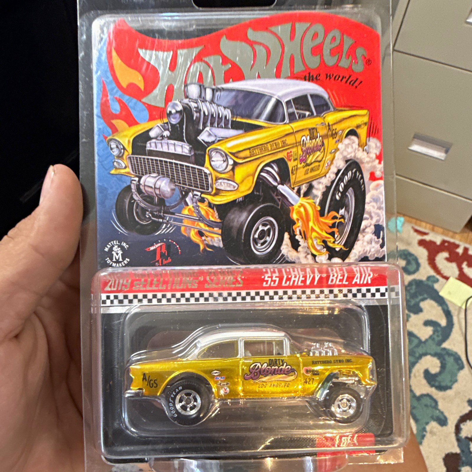 Hot Wheels Selections Series 2019 ’55 Chevy Bel Air Gasser 1:64 Diecast Gold