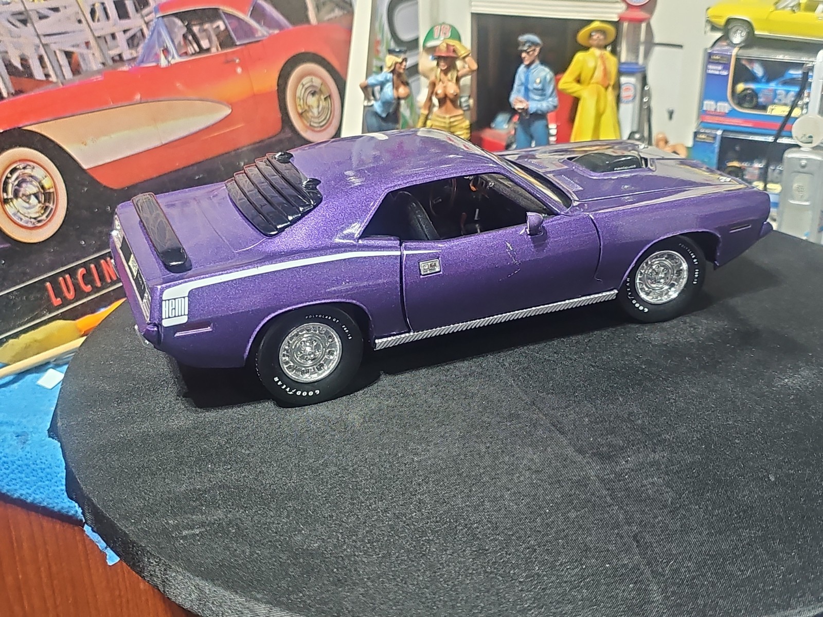 VINTAGE Ertl 1970 Plymouth Hemi Cuda Purple NICE CAR 🚗 READ 📚
