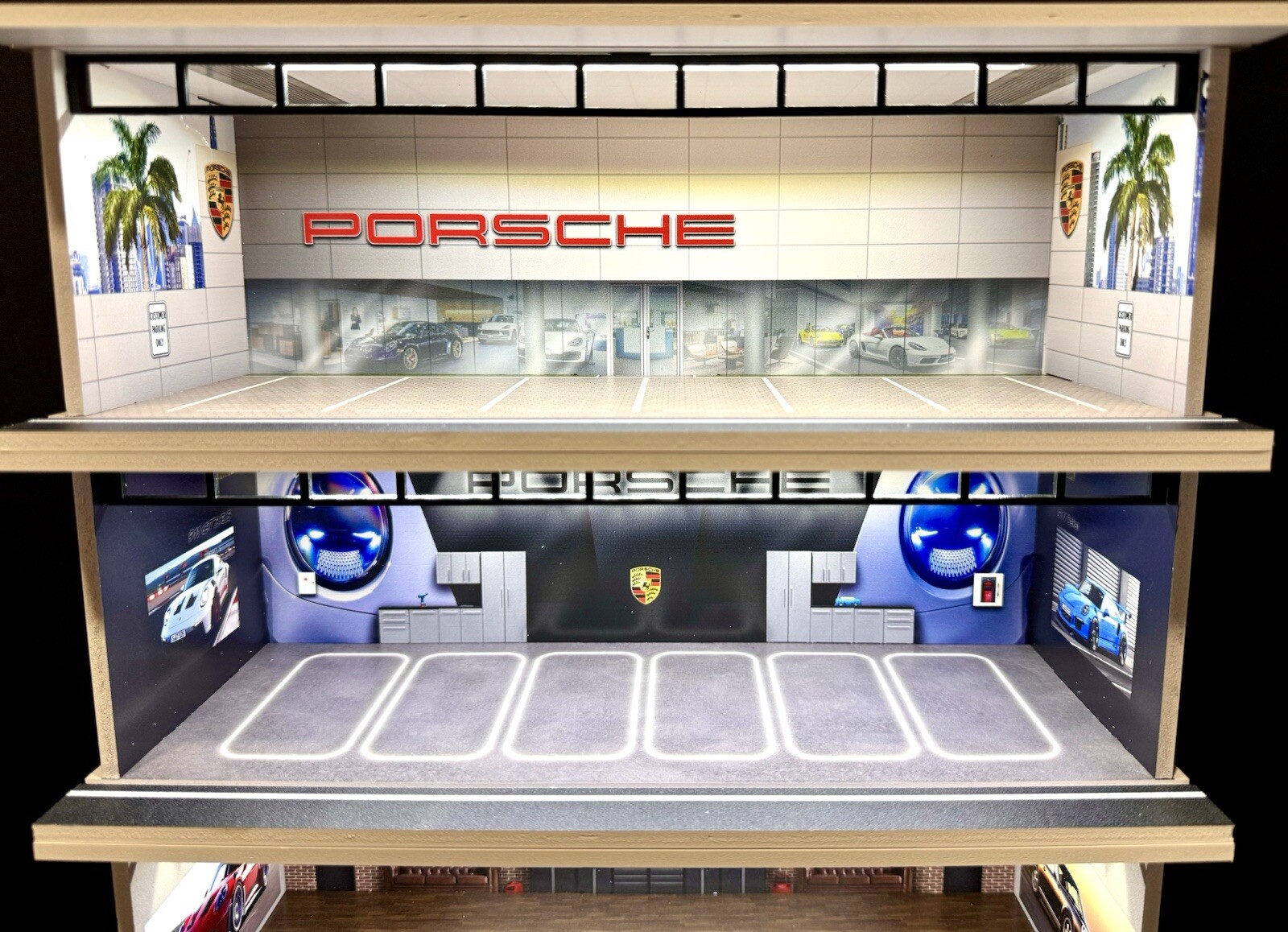 The Ultimate Porsche Diorama! For Hot Wheels 1:64 Models LED Lighting 5 LEVELS!
