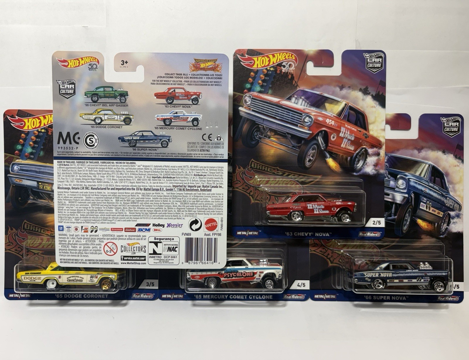 2018 Hot Wheels Premium 50th Car Culture Drag Strip Demons Gasser 5 Car Set