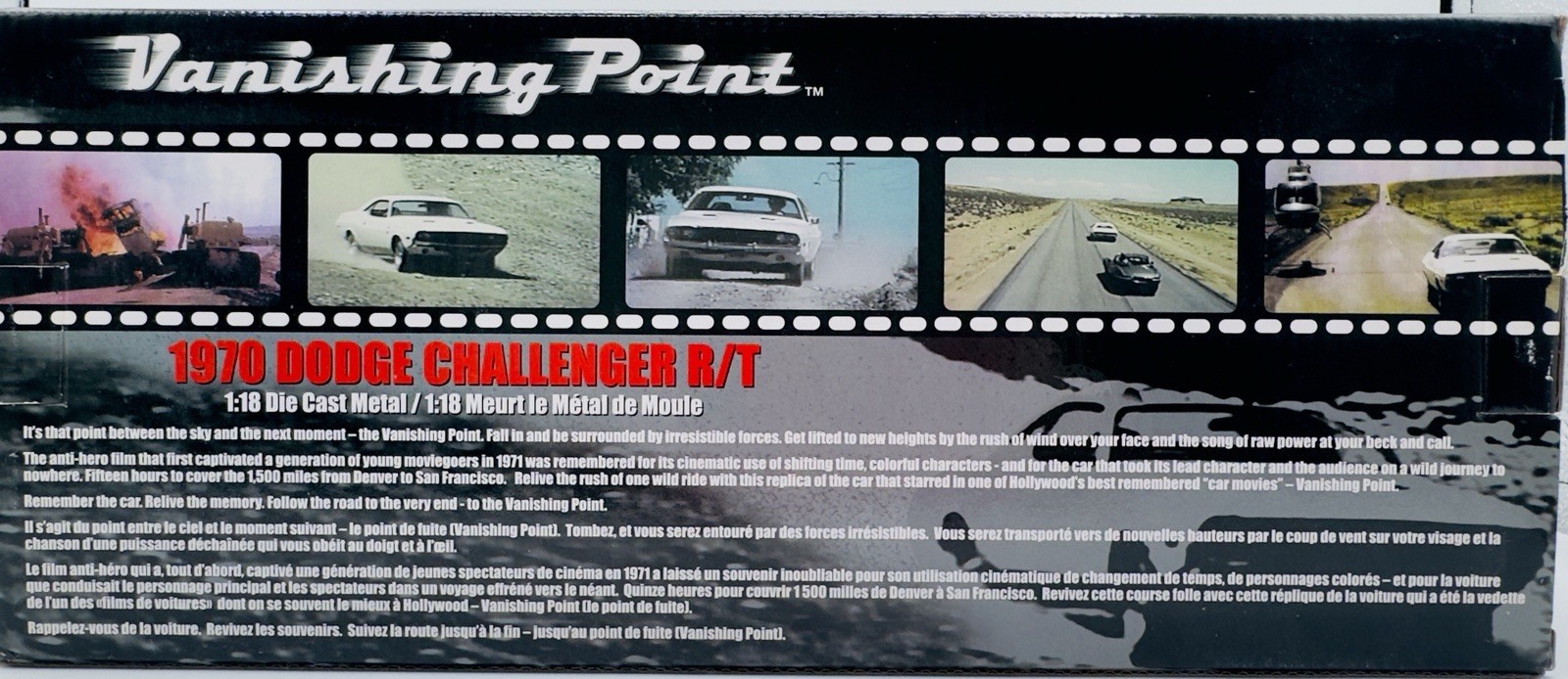 ‘70 Dodge Challenger R/T – 1:18- “Vanishing Point” (Dirty Version) By Ertl – NIB