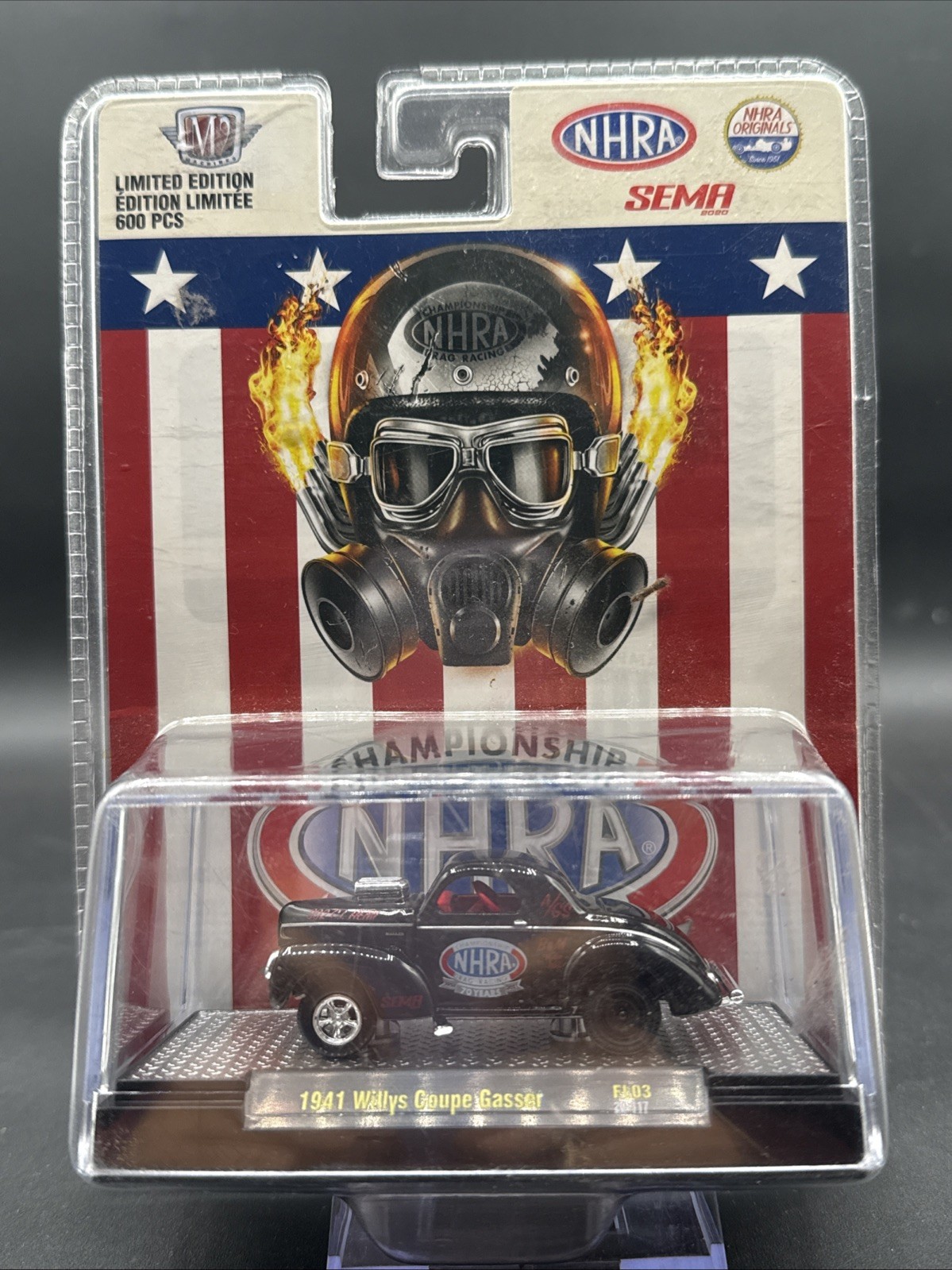 2020 M2 Machines NHRA SEMA only 600 pcs BLACK 1941 WILLYS COUPE GASSER FL03 20-1