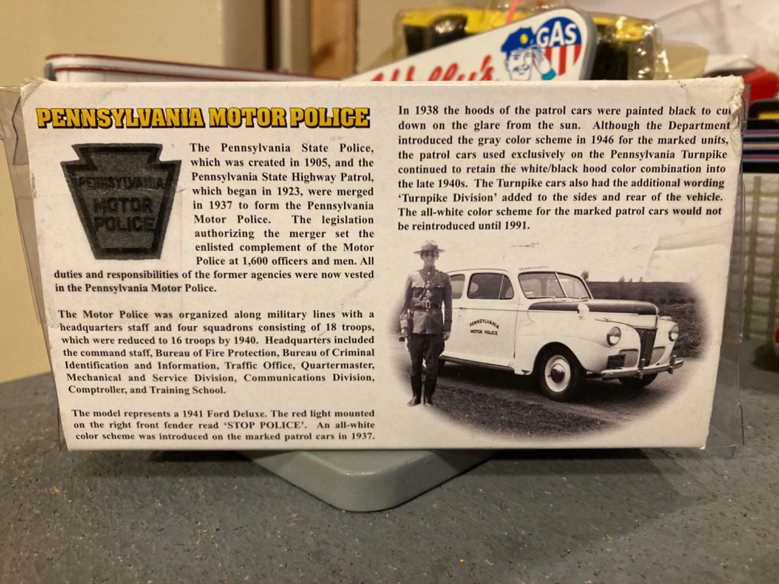 1941 Ford Deluxe Pennsylvania Police Car, 1/43 Scale, New in Original Box