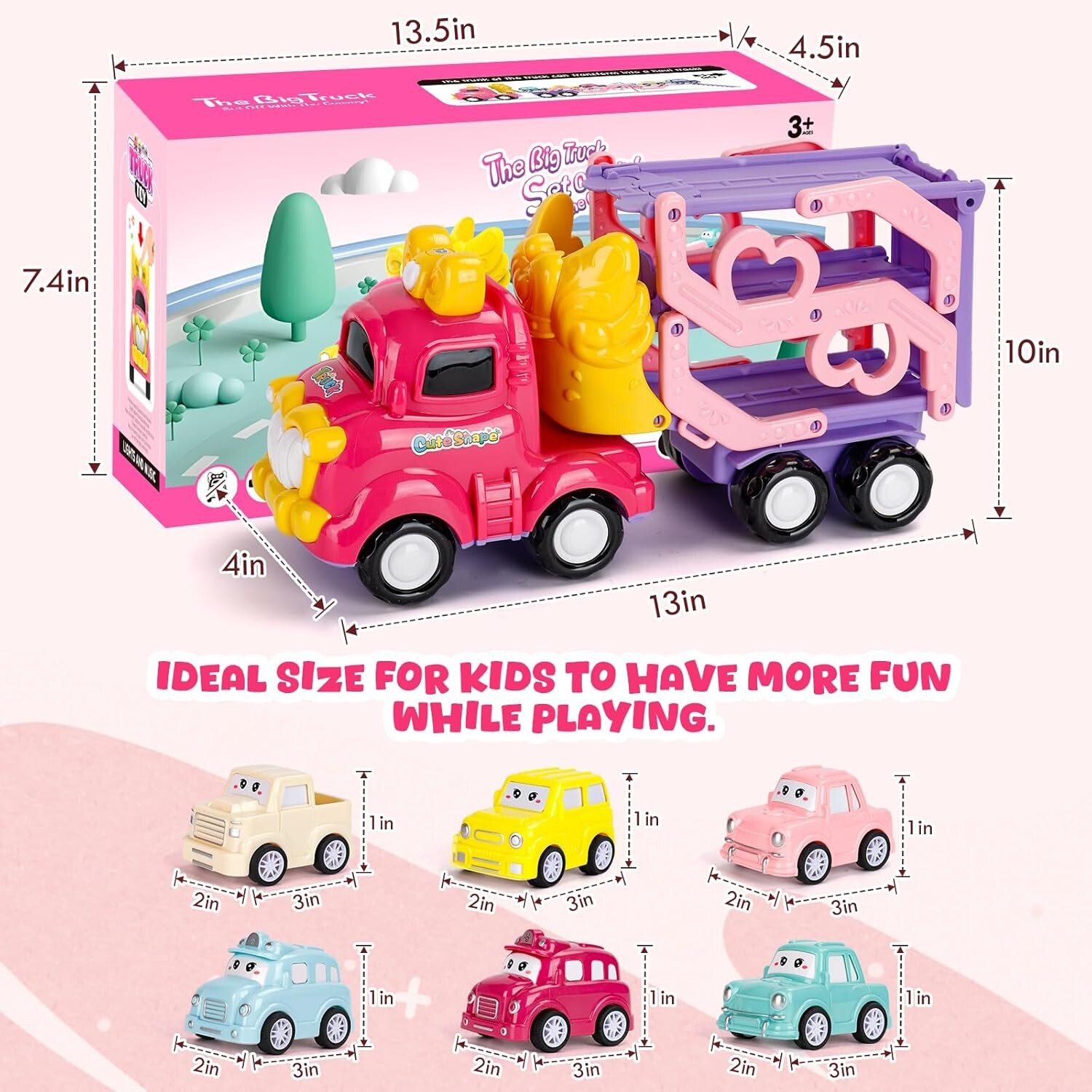 Toddler Truck Kids Car Toy Vehicle with Light & Sound for 3+ Girls, XMAS Gift UK