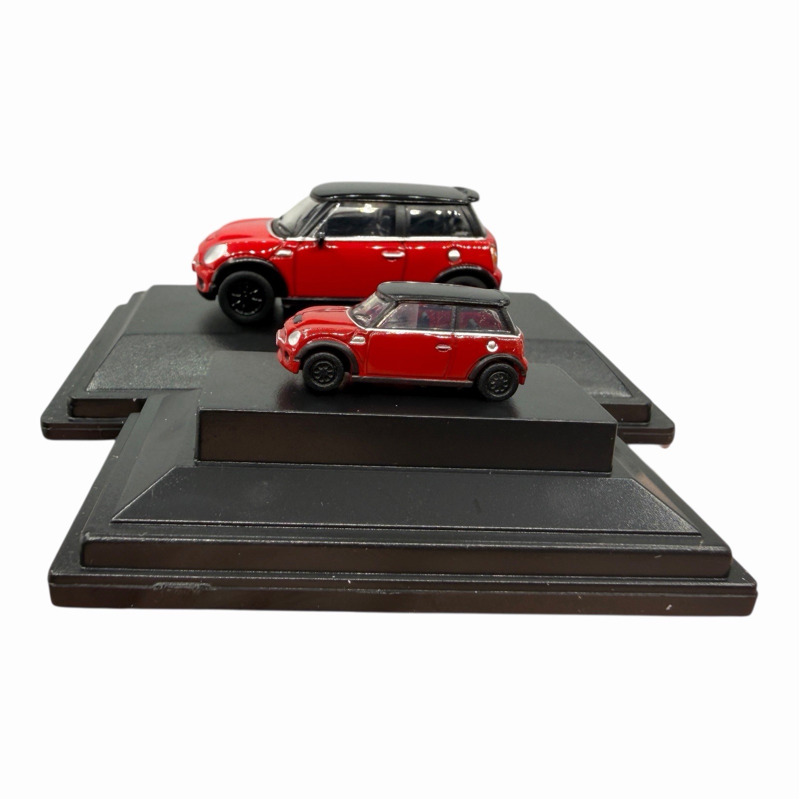 MINI Cooper S Hardtop R56 Chili Red with Black Roof Diecast car Pair of Two