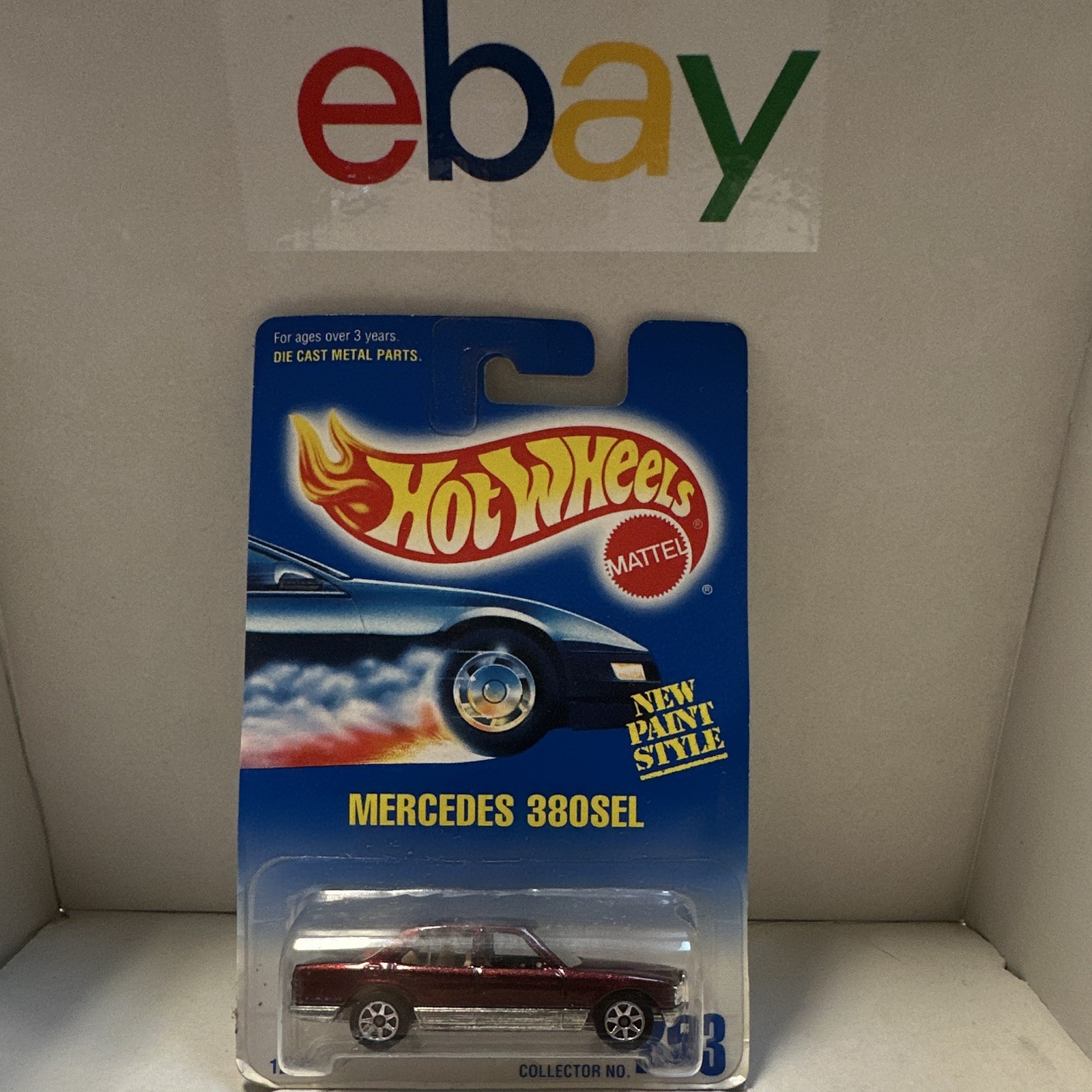 Hot Wheels Blue Card 1993 Mercedes-Benz 380SEL Burgundy/Silver 1:64 Unopened