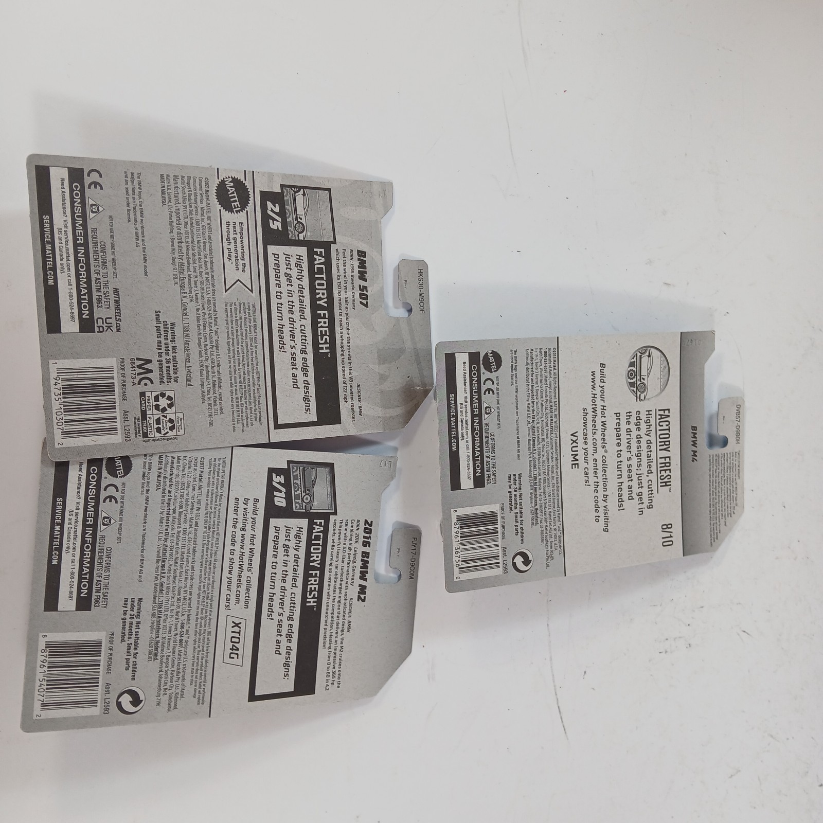 Factory Fresh BMW M4 BMW 507 2016 M2 Lot of 3 Hot Wheels 2/5 3/10 8/10