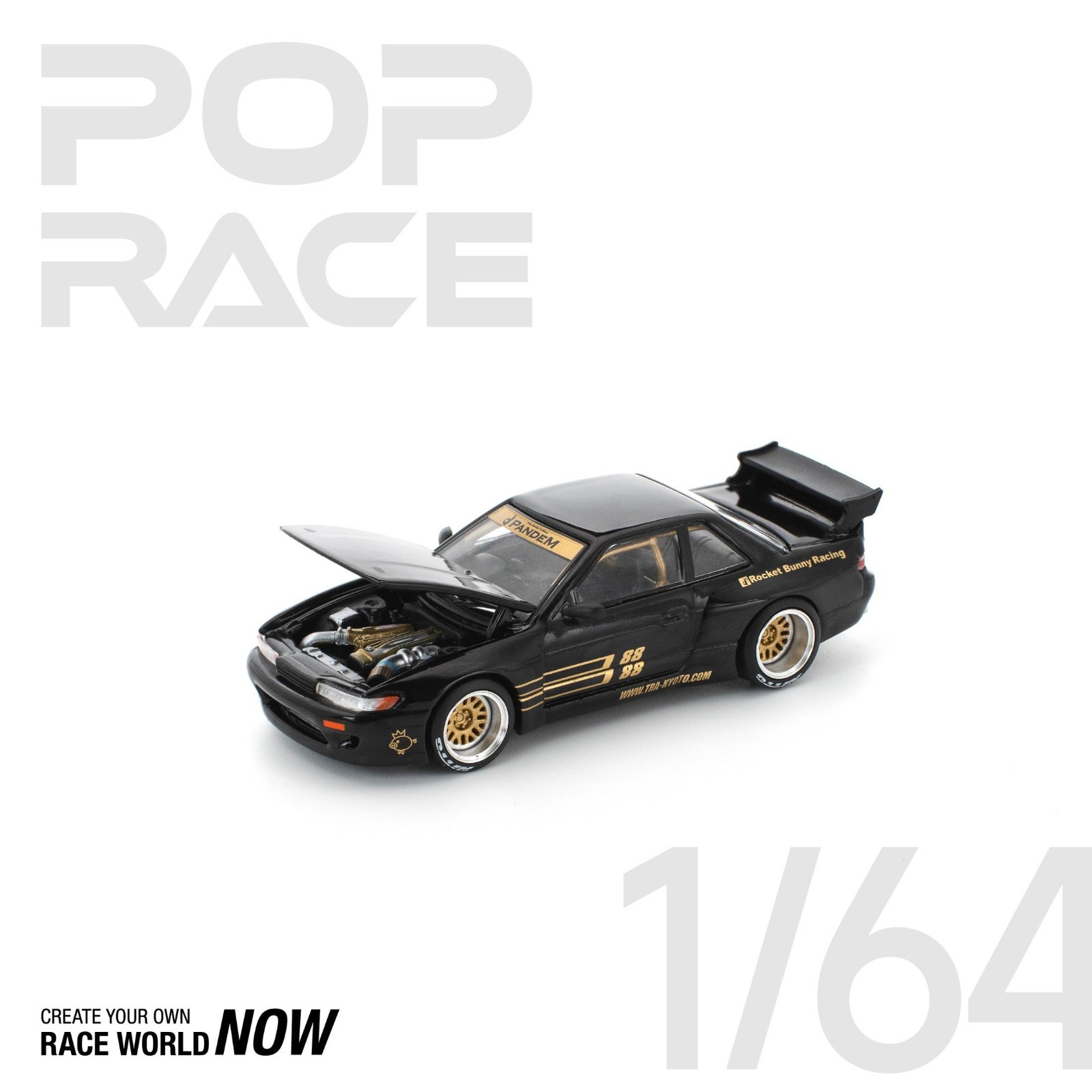 Pop Race 1:64 Pandem Nissan Silvia S13 BLACK