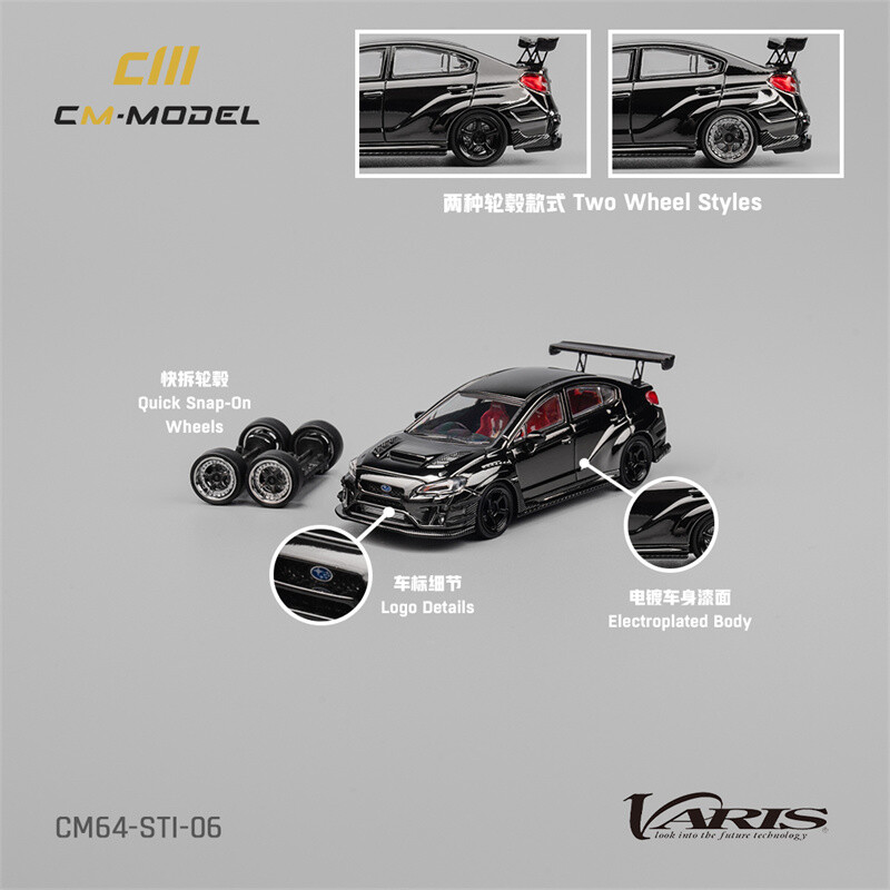 CM MODEL 1:64 Varis WideBody 1.0 Chome Black Diecast Model Car