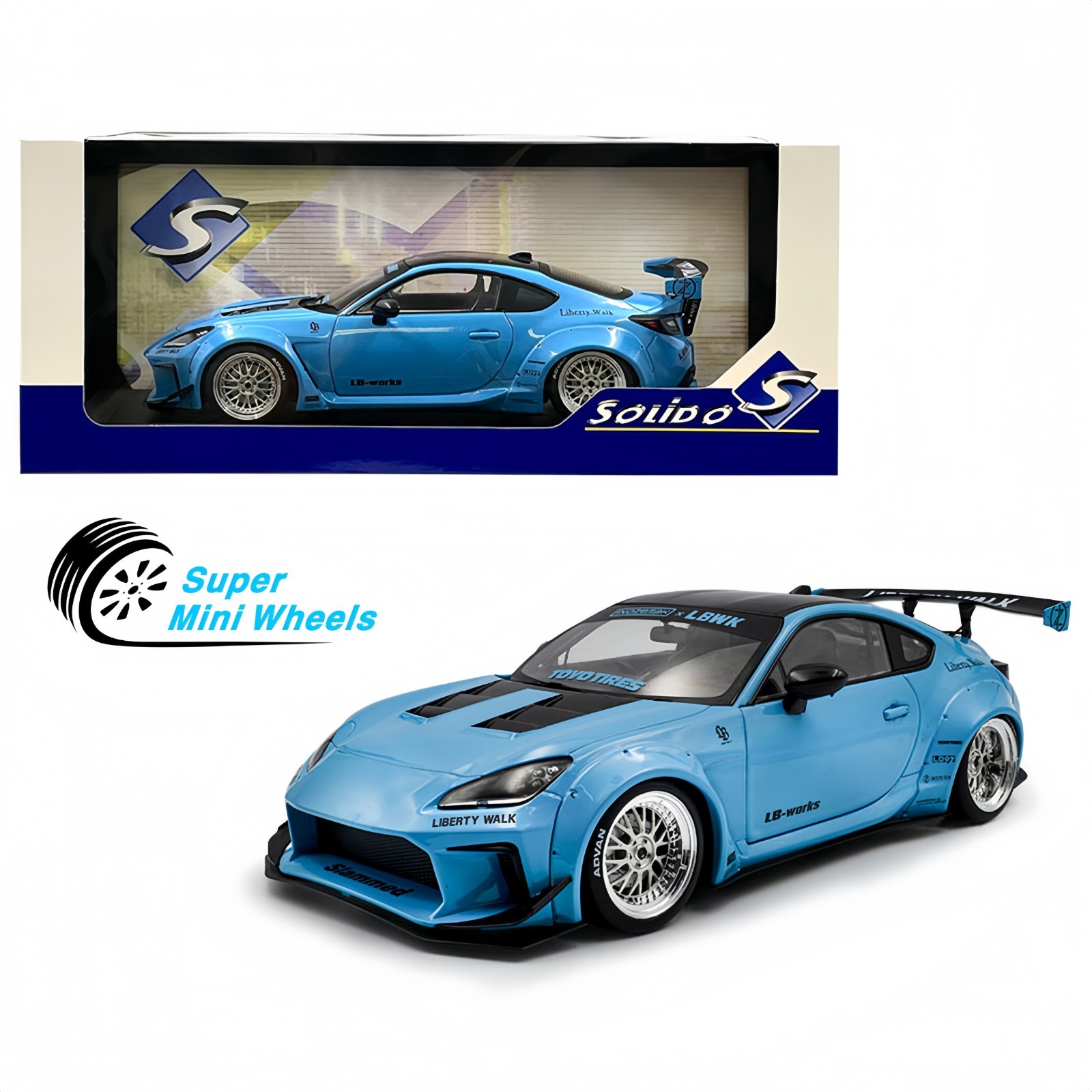 Solido 1:18 2024 Toyota GR86 Liberty Walk Body Kit – Baby Blue #S1813601