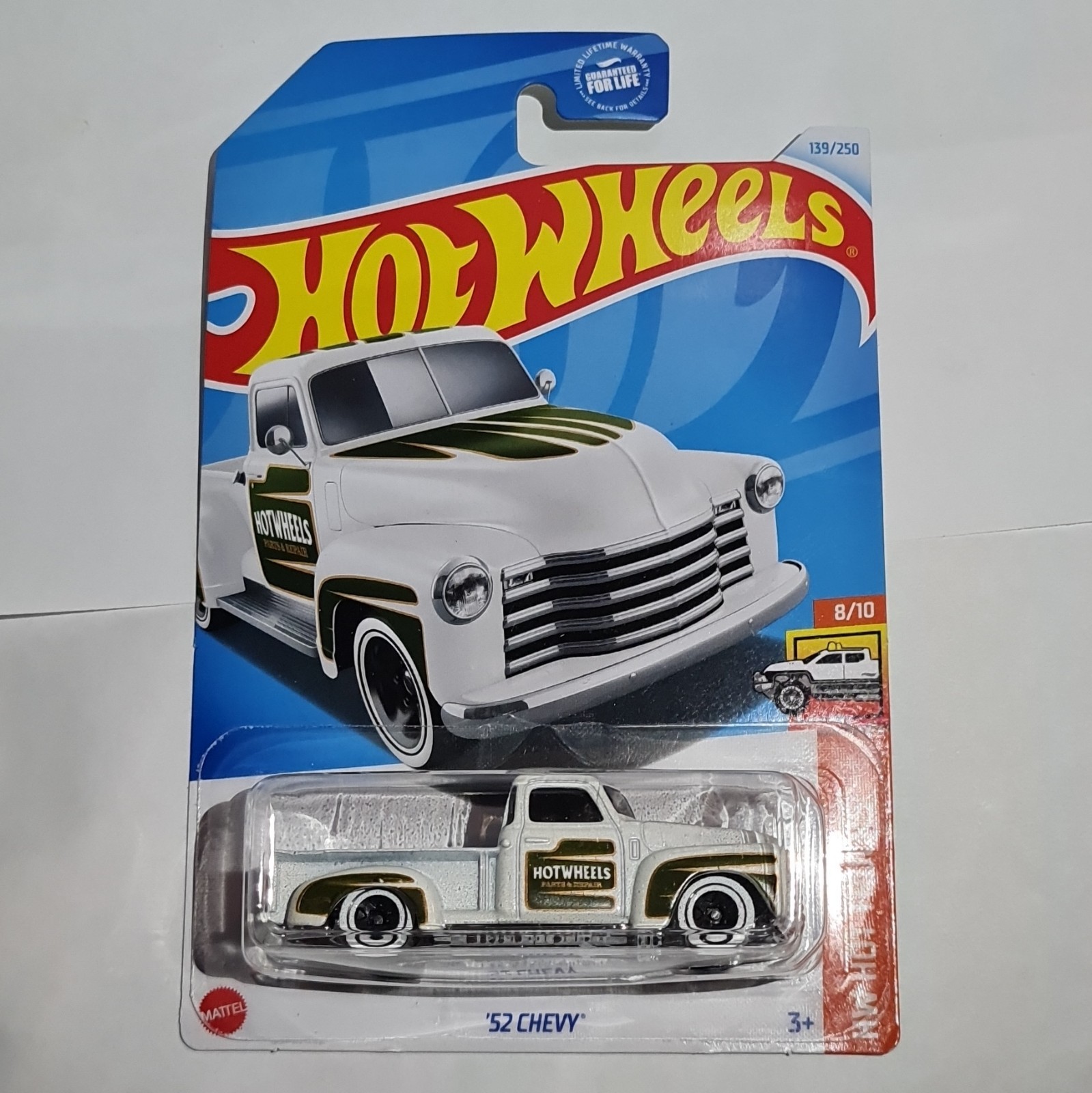 2024 Hot Wheels ’52 Chevy White HW Hot Trucks 8/10 Comes with a free stand