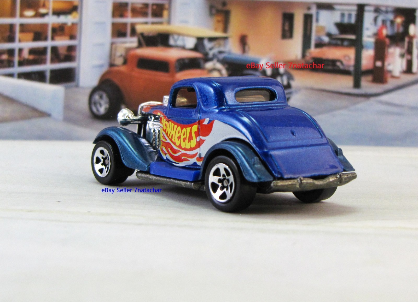 1934 Ford Coupe Blue Flathead V8 Hot Rod Metal Model Collectible Car F