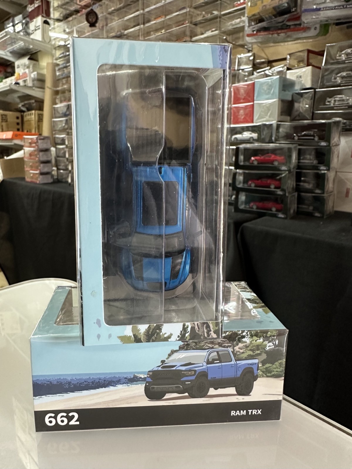 DODGE 1500 RAM TRX PICKUP TRUCK BLUE 1/64 DIECAST CAR BY SHADOW PRO SP