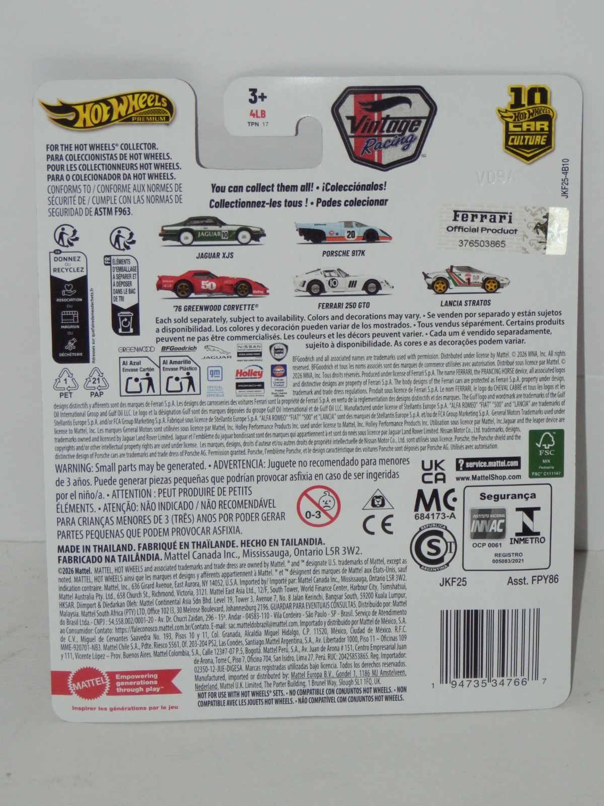 Hot Wheels Premium Car Culture Vintage Racing Ferrari 250 GTO Real Riders New