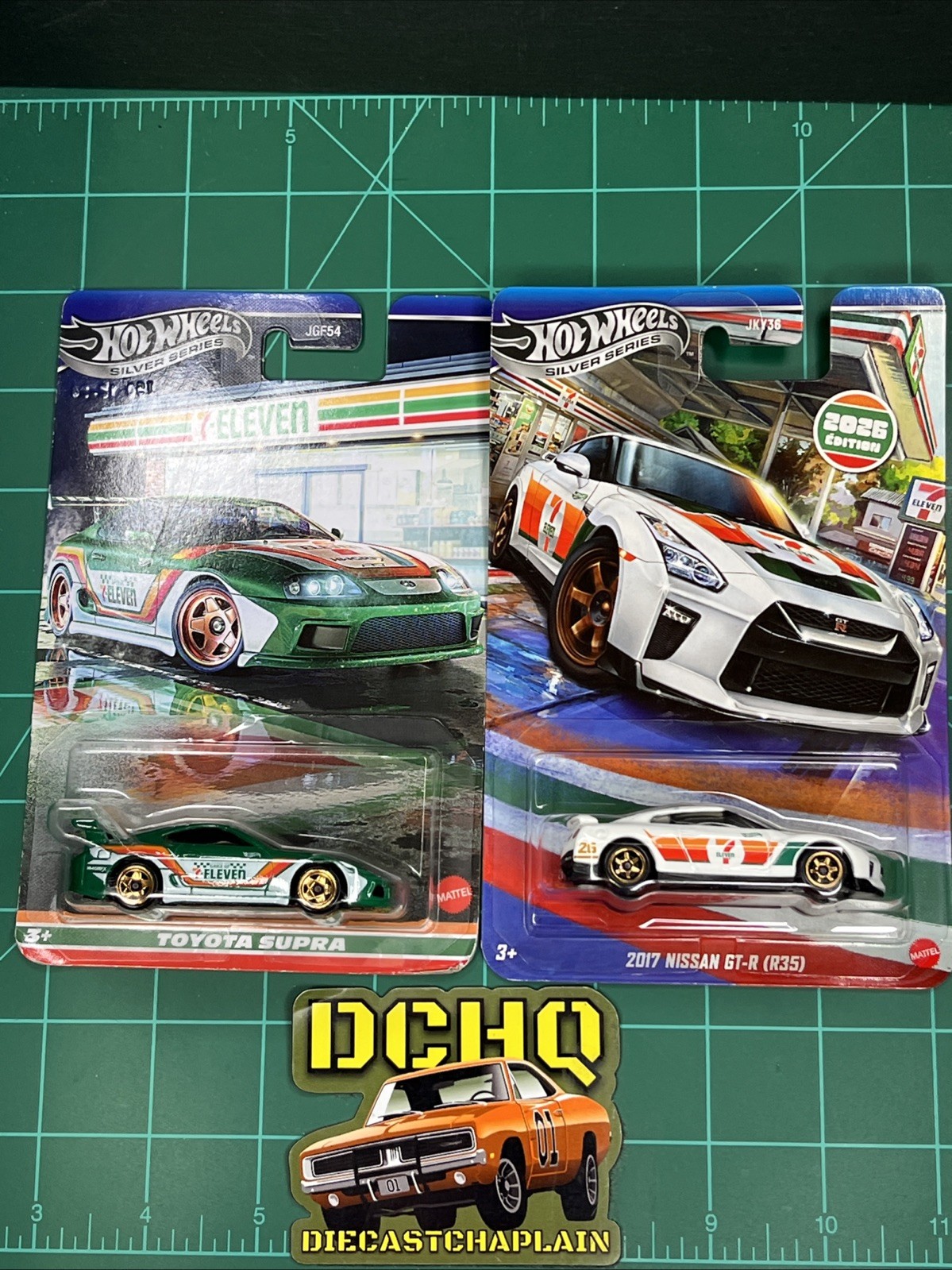 Hot Wheels 🔥 7-11 EXCLUSIVE SILVER SERIES SET 🔥 Supra & 2017 Nissan GT-R (R35)